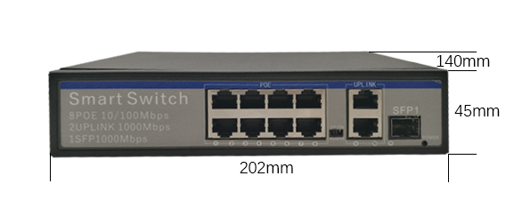 8 2ギガビットの港PoEのイーサネット スイッチCat5/5e/6 1つのSFPの港が付いている標準的なネットワーク ケーブル